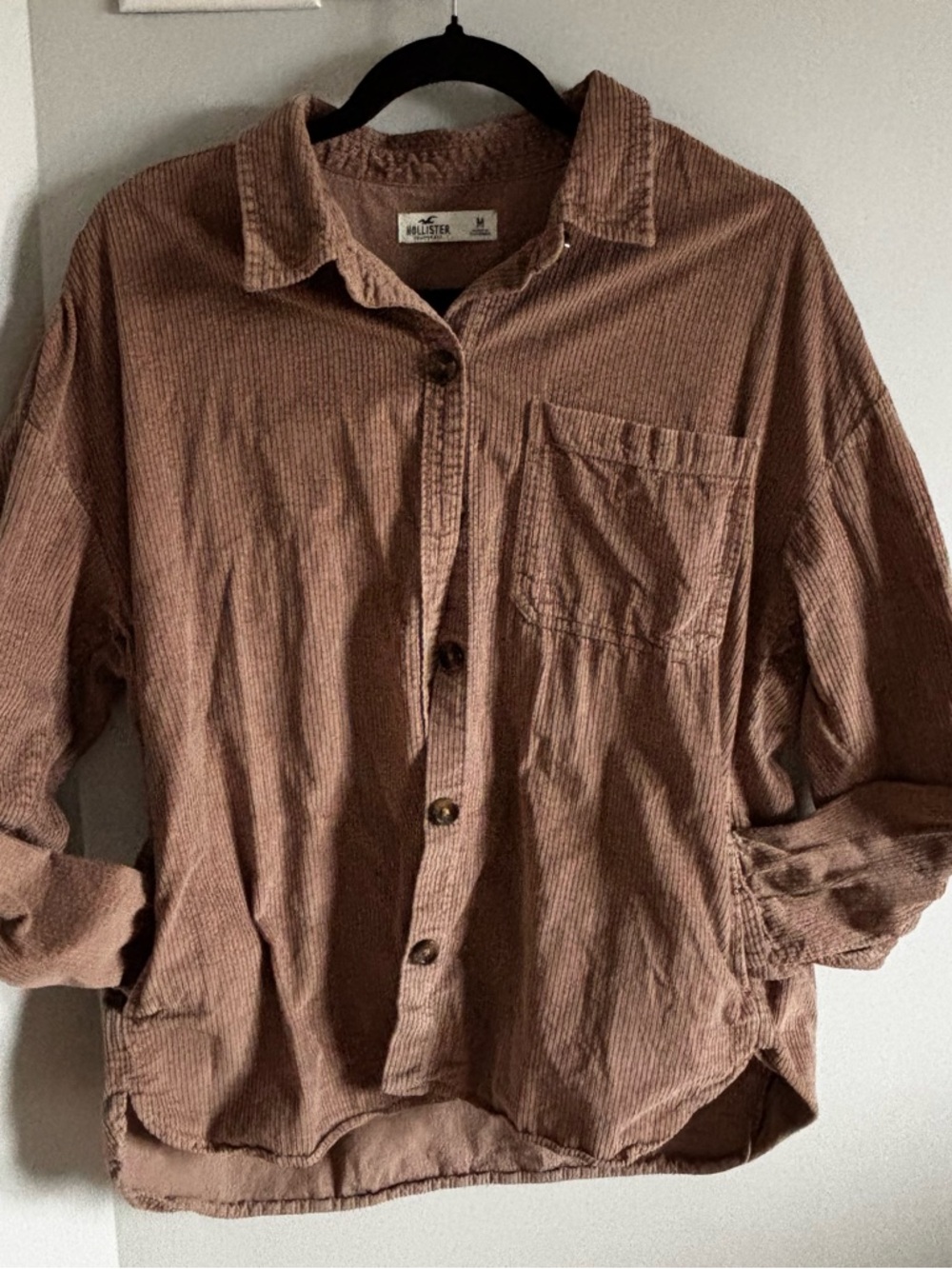 Hollister Women's Corduroy Button-Down Shirt in Brown